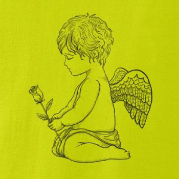 Andílek kresleny s růží