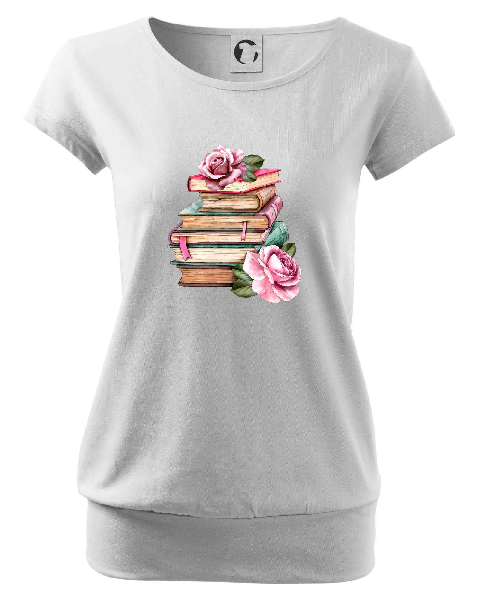 Knihy a růže - Volné triko city