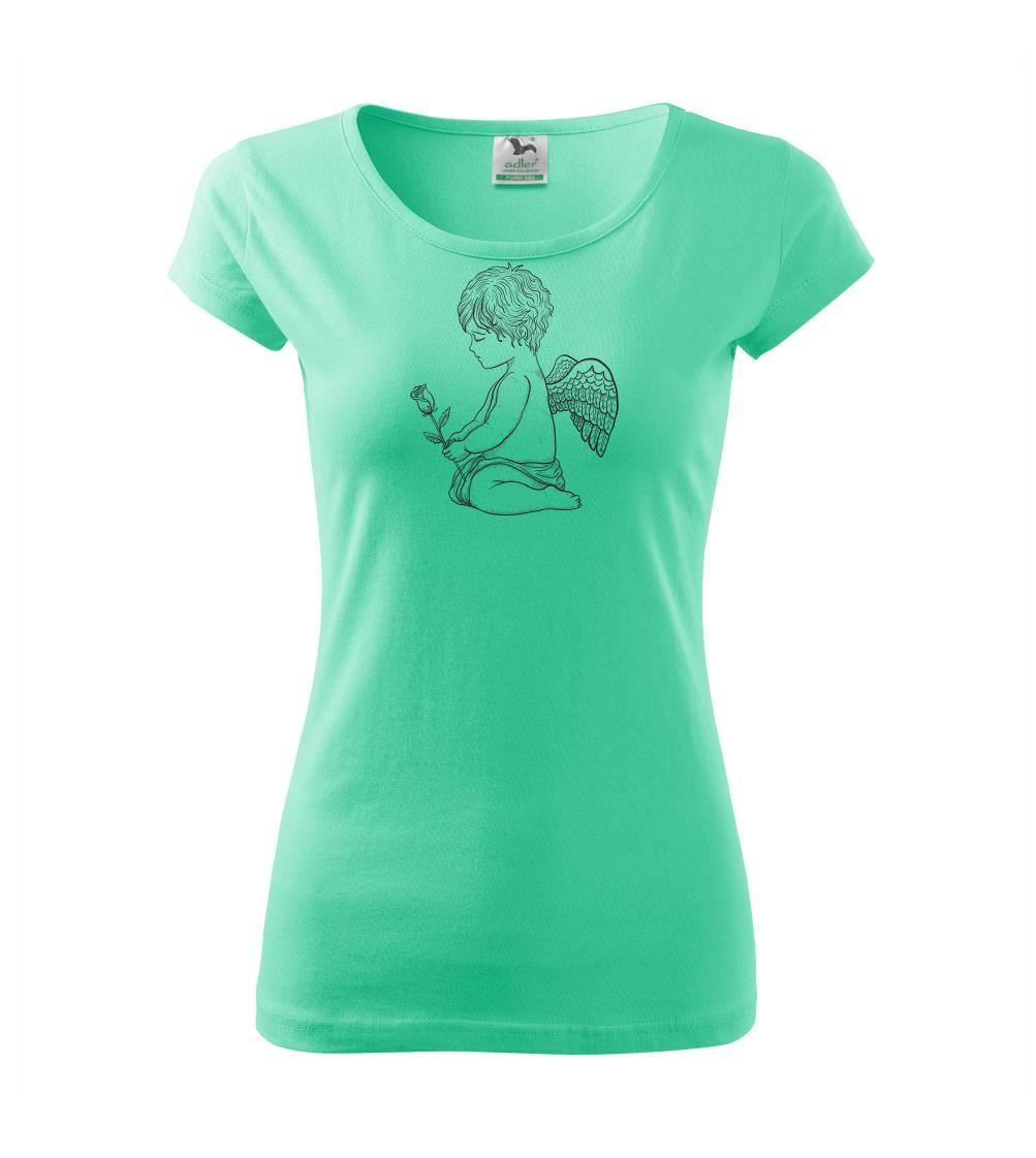 Andílek kresleny s růží