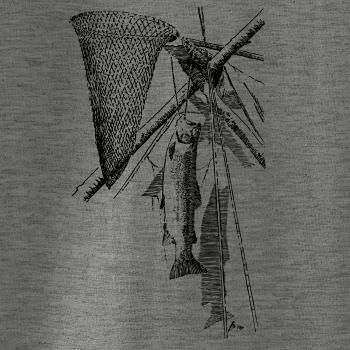 Kreslený podběrák a chycená ryba