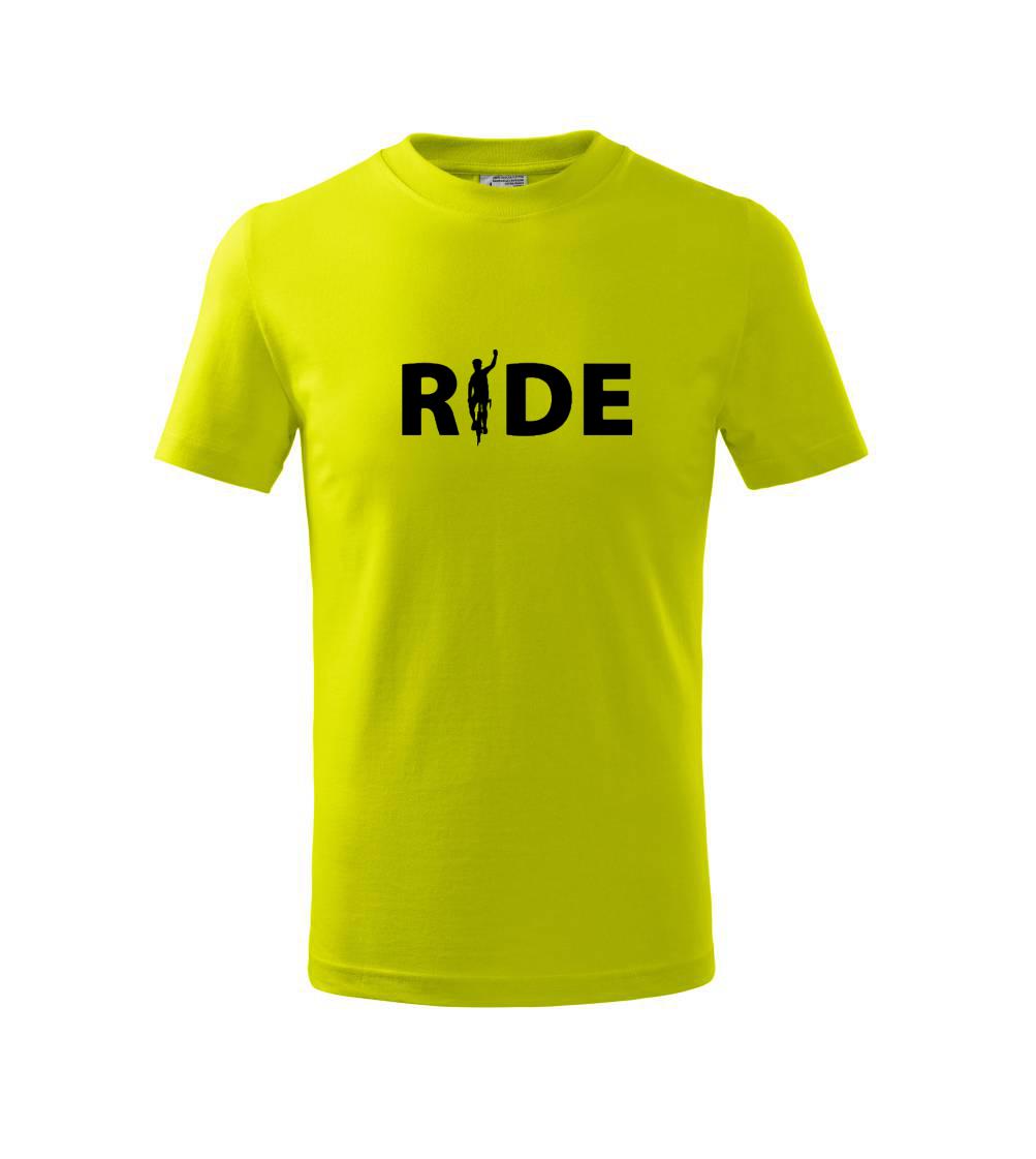 Ride - nápis s cyklistou - Triko dětské basic