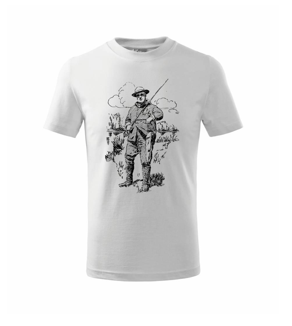 Kreslený rybář s úlovkem