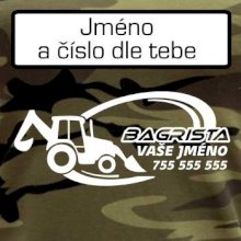 Traktorbagr - vlastní nápis a číslo