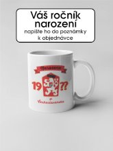 Hrnek - Přelepený znak - Narozena v Československu - Váš ročník