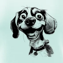 Černobílá karikatura bígl