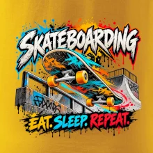 Skateboard ve street stylu eat sleep repeat