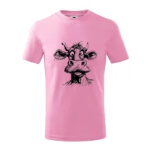 Černobílá karikatura světlá kráva hlava