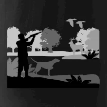 Lovec a ohař v lese