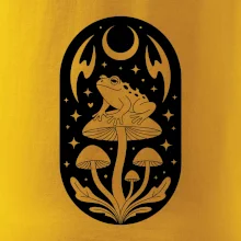 Goblincore černobílá oválná žába