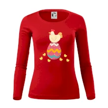 Slepice sedící na velikonočním vejci