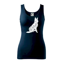 Německý ovčák sedící napis