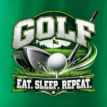Golfová hůl s míčkem eat sleep repeat