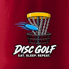 Discgolfový koš s letícím diskem eat sleep repeat