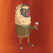 Alpaka s vínem muž