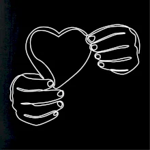 Ruka držící srdce  jedním tahem