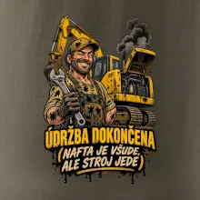 Údržba bagru dokončena nafta je všude