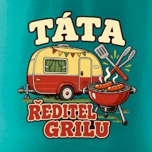 Táta ředitel grilu rodinné kempování s karavanem