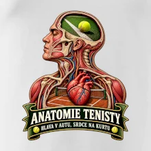 Anatomie tenisty hlava v autu srdce na kurtu