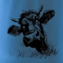 Černobílá karikatura černá kráva hlava