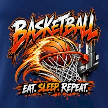 Basketbalový koš s míčem eat sleep repeat