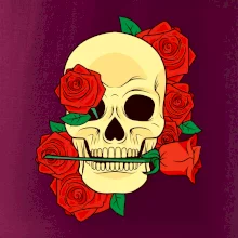 Lebka držící růži