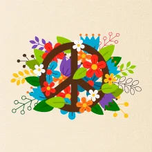 Peace symbol prorostlý květinami