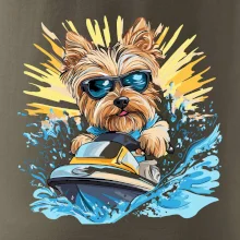 Yorkšírský teriér na vodním skútru