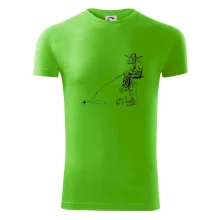 Kreslený rybář na pařezu