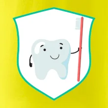 Zoubek na prsu - zubní kartáček