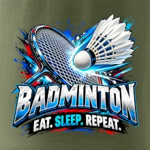 Badmintonová raketa s košíčkem eat sleep repeat
