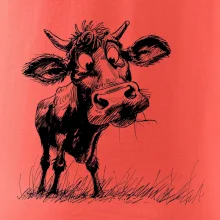 Černobílá karikatura kráva stojící