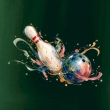 Bowling akvarelová koule a kuželka