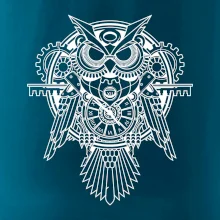 Steampunk sova černobílá