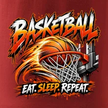Basketbalový koš s míčem eat sleep repeat