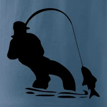 Rybář tahající rybu