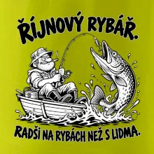 Říjnový rybář v loďce s obří štikou