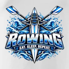Veslařská loď se zkříženými vesly eat sleep repeat