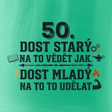 50 - dost starý na to vědět jak  - modrý nápis