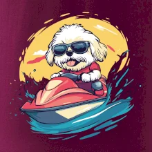 Lhasa Apso na vodním skútru