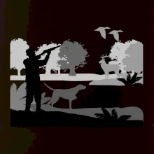 Lovec a ohař v lese