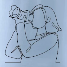 Fotografka stojící jedním tahem