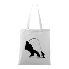 Rybář tahající rybu