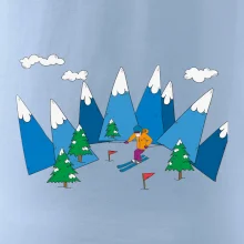 Lyžař a barevné hory