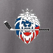 Lev s hokejkou v tlamě - Česká vlajka