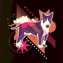 Pes abstrakce fialový