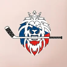 Lev s hokejkou v tlamě - Česká vlajka