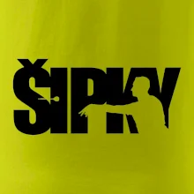 Šipky - nápis se šipkařem