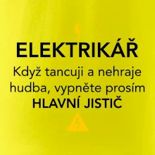 Elektrikář - hlavní jistič - Nápis na zádech