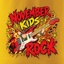 Rocková listopadová kytara s dětskými rukama