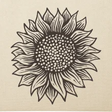 Slunečnice kreslená černobílá